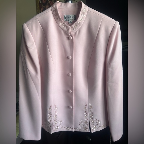 Kasper Jackets & Blazers - Vintage Kasper A.S.L. Petite Pink Embroidered Blazer Jacket - 12P